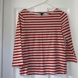 J Crew Quarter Sleeve Stripe Top XS